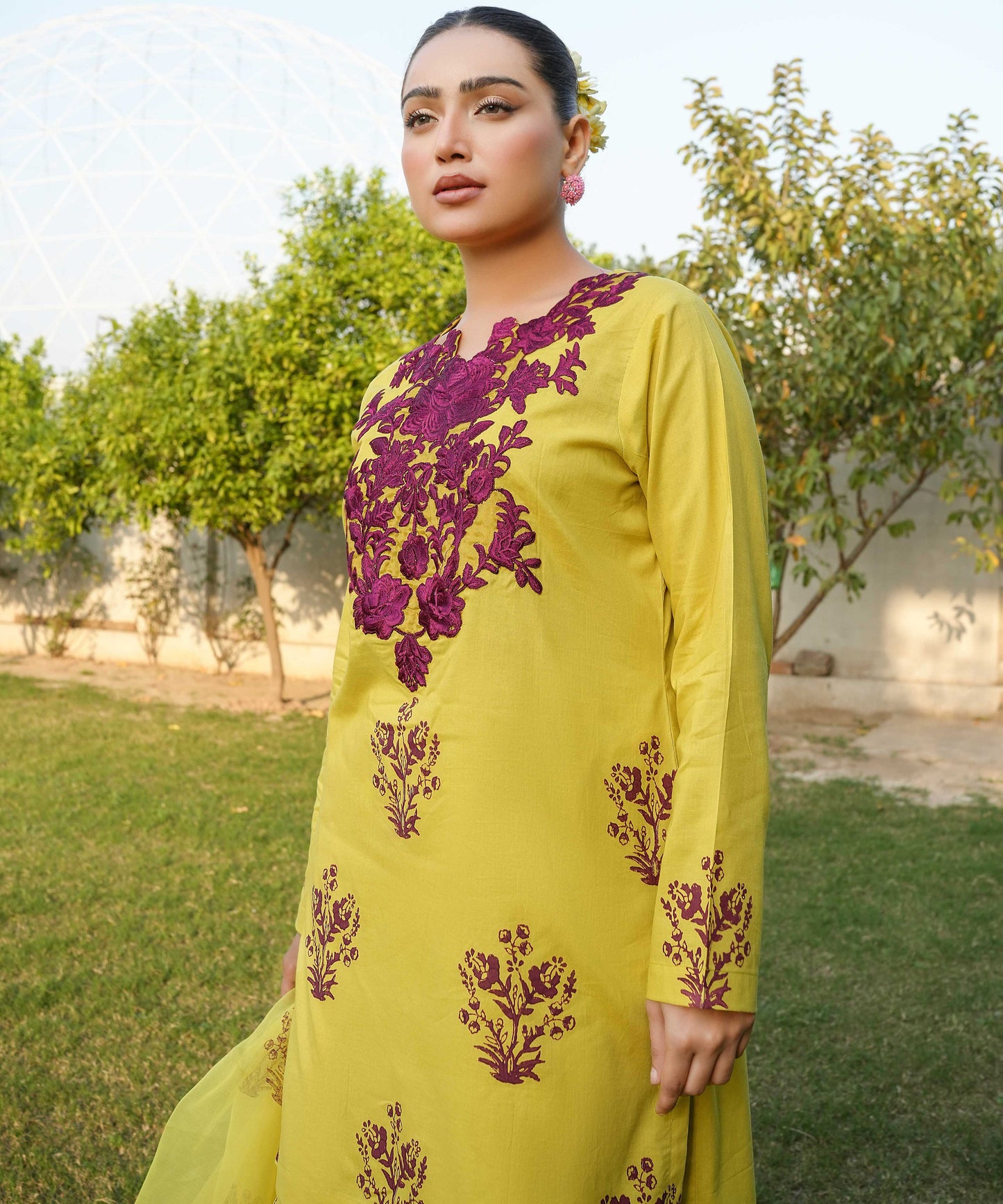 3 PIECE EMBROIDERED GHARARA SET