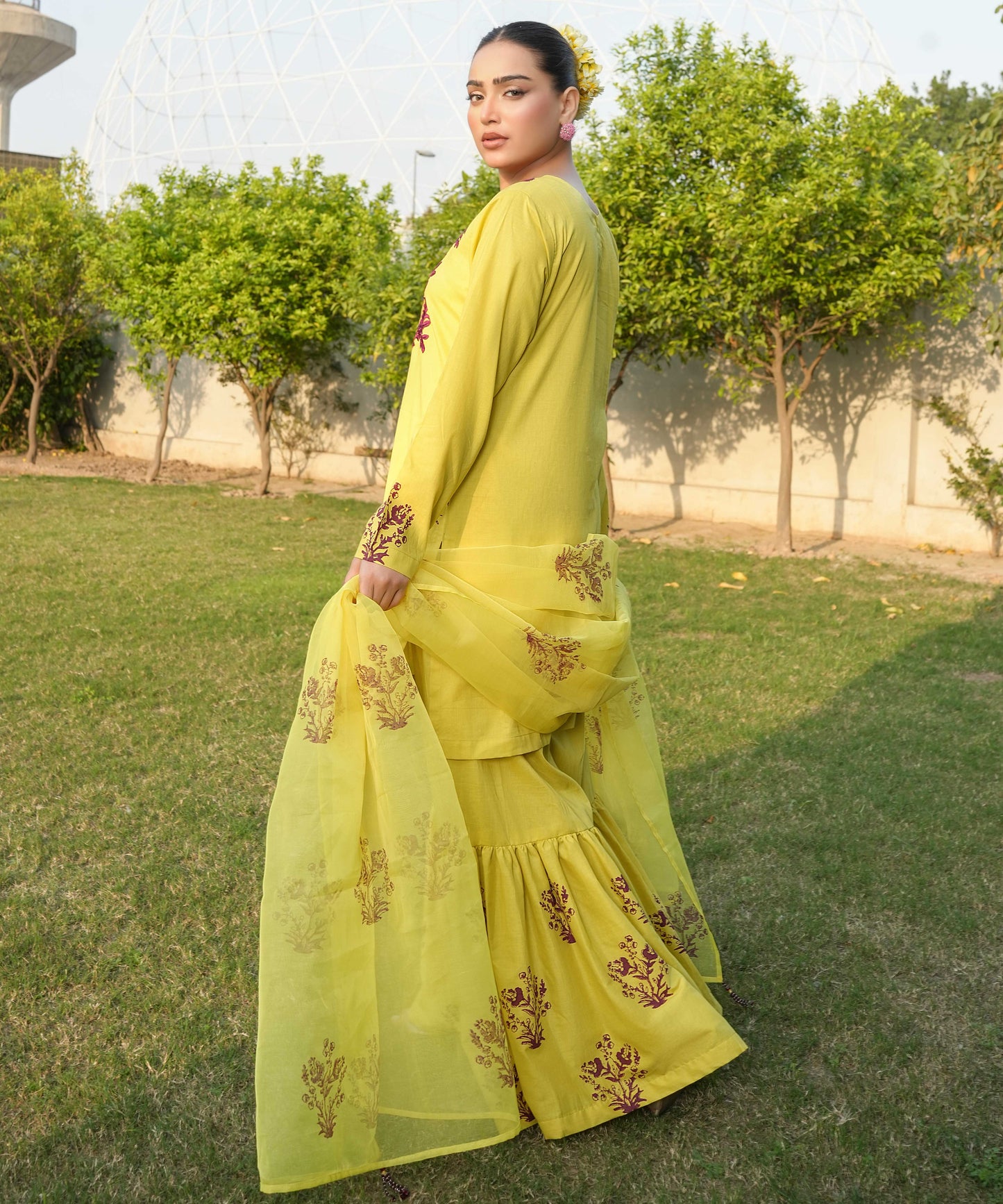 3 PIECE EMBROIDERED GHARARA SET