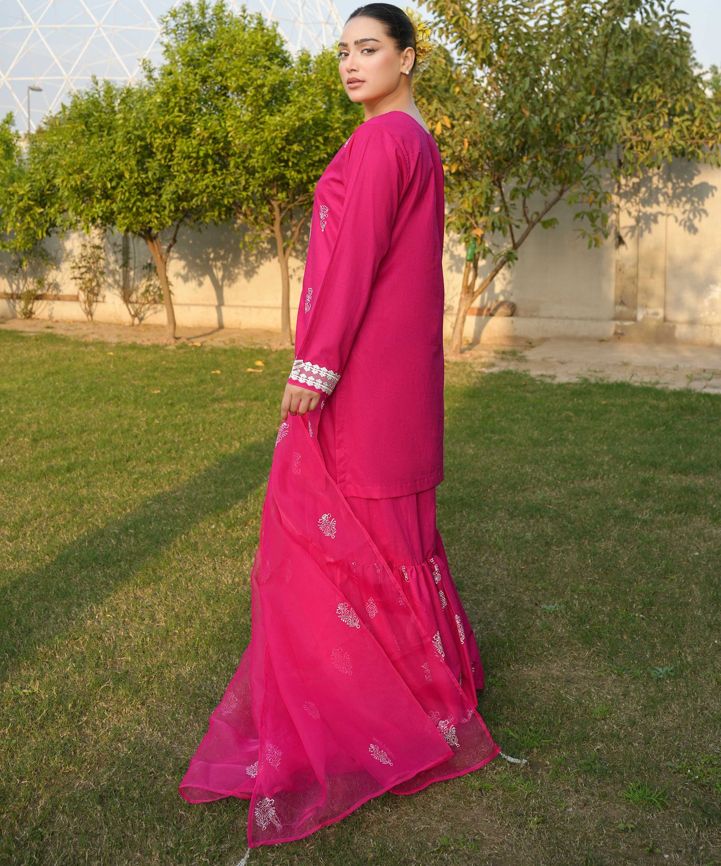 3 PIECE EMBROIDERED GHARARA SET