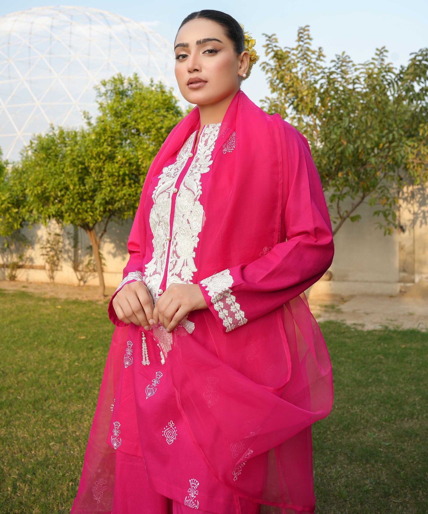 3 PIECE EMBROIDERED GHARARA SET