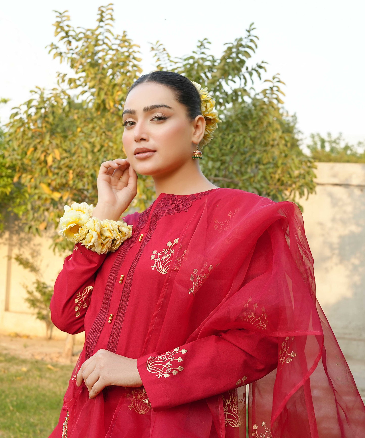 3 PIECE EMBROIDERED GHARARA SET