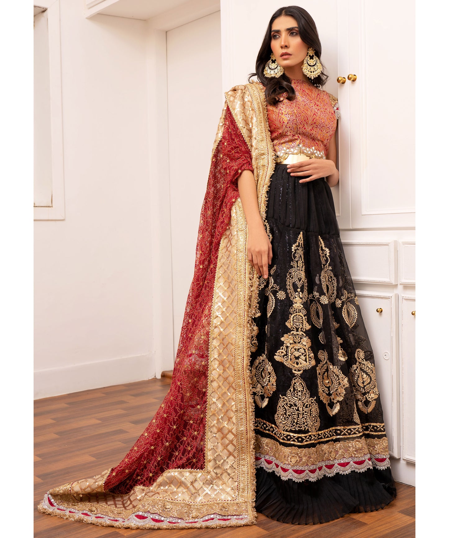 black organza fabric lehenga choli