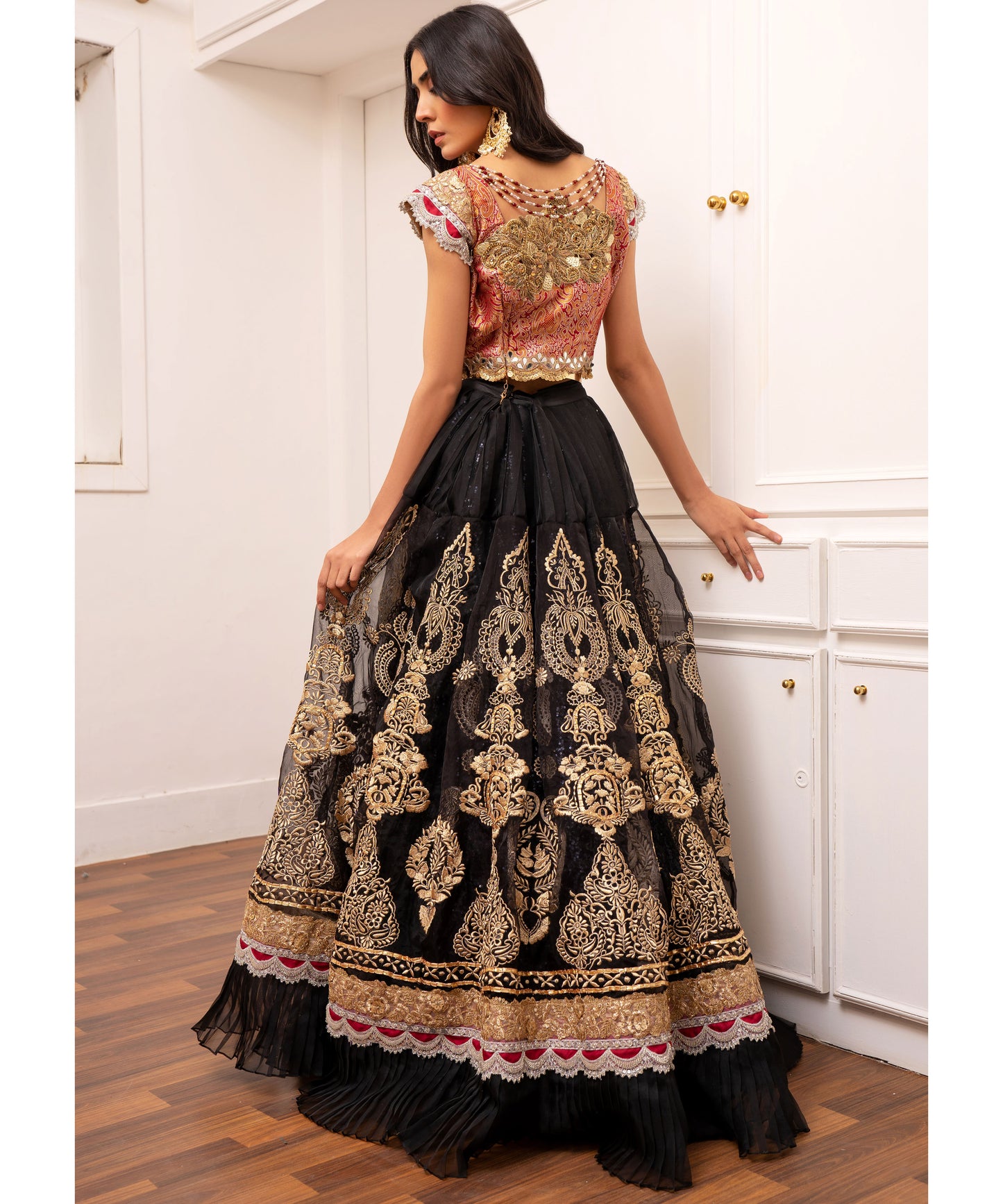black designer organza fabric lehenga choli online