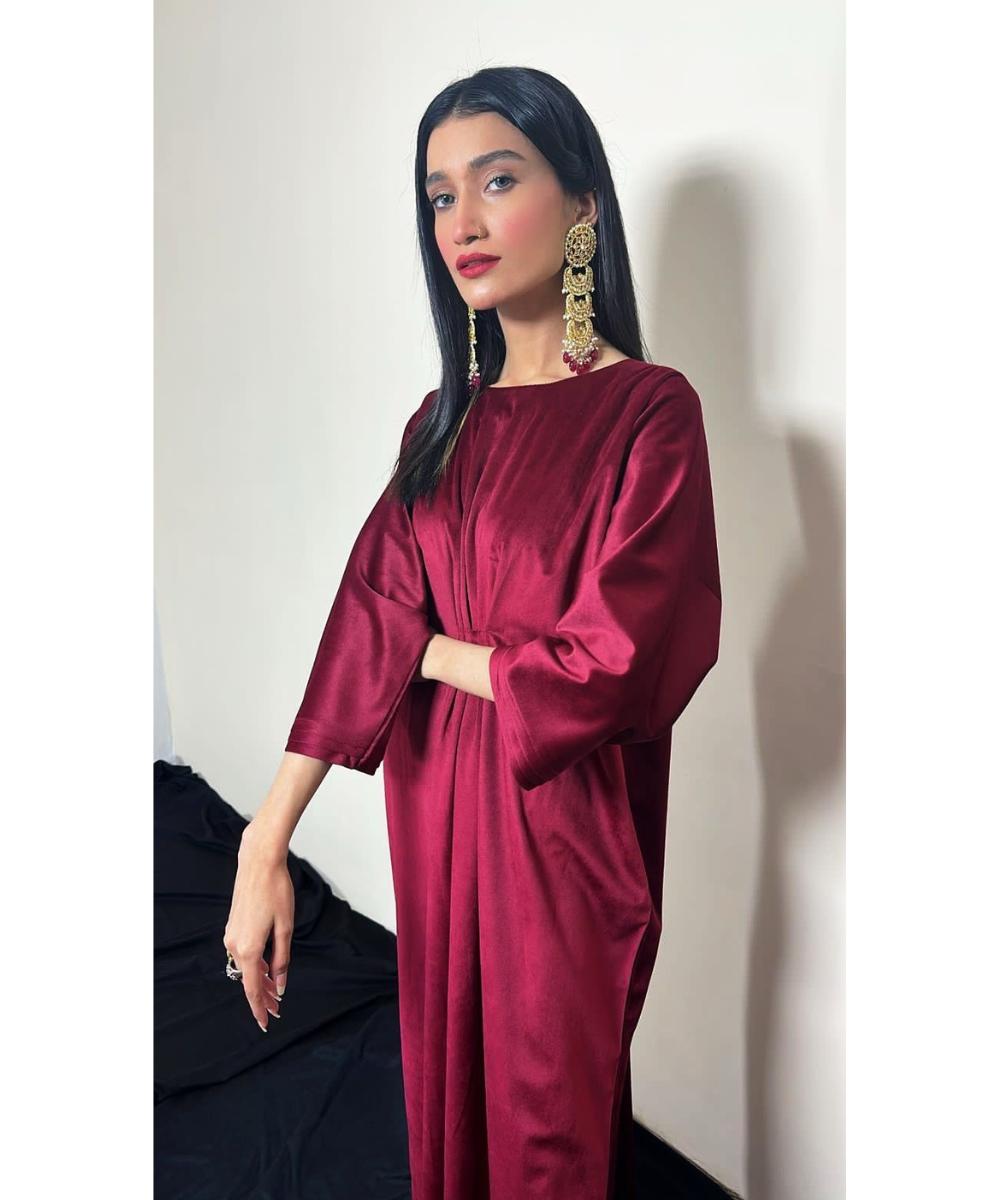 Burgundy Maroon Kaftan Dress Price in Pakistan Online