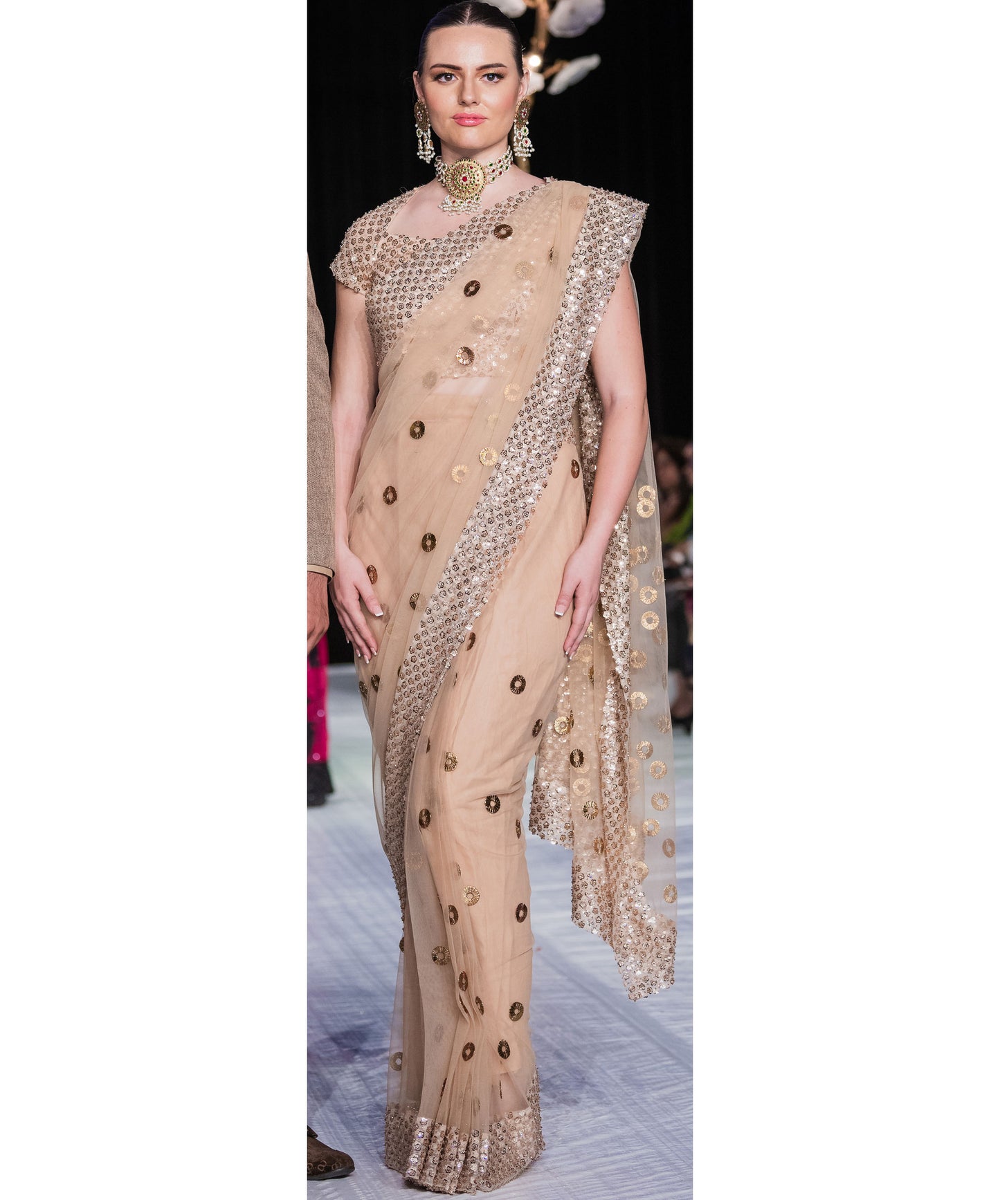 Beige gold saree for wedding online