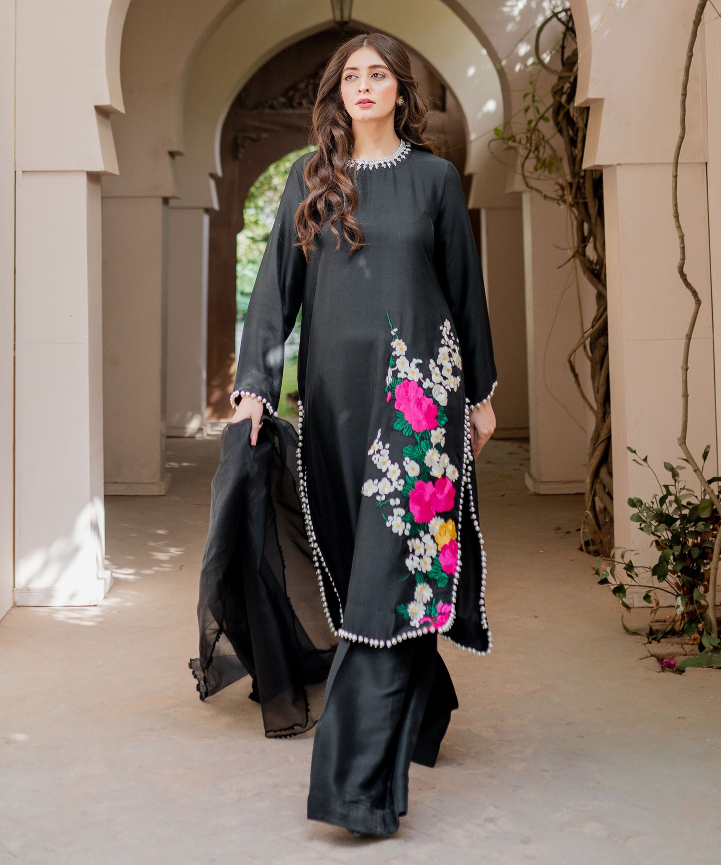 Black Pure Raw Silk