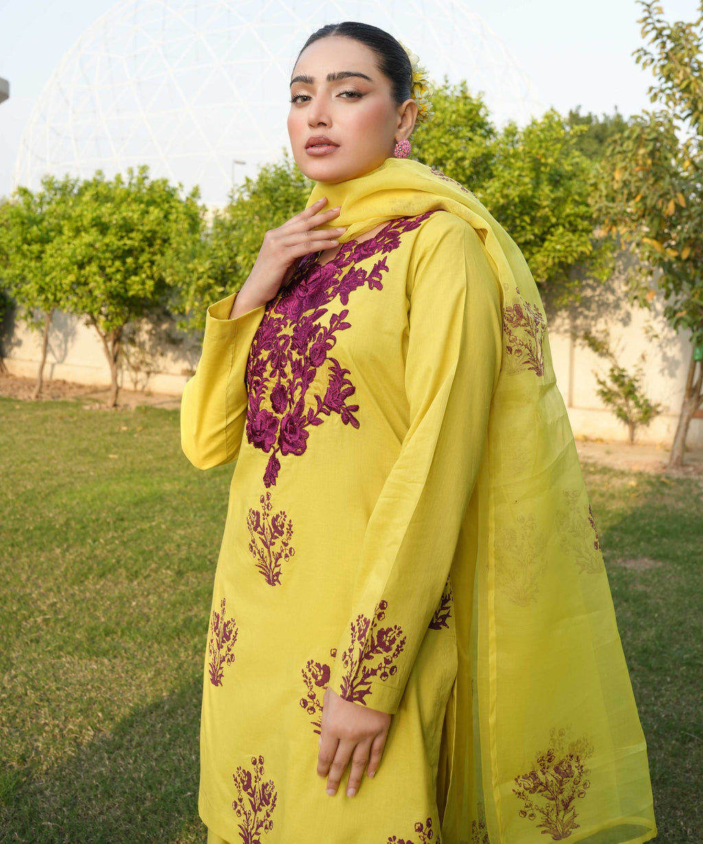 3 PIECE EMBROIDERED GHARARA SET