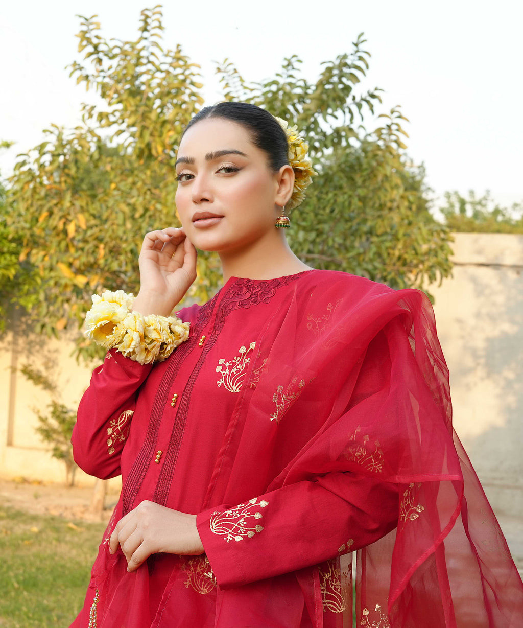 3 PIECE EMBROIDERED GHARARA SET