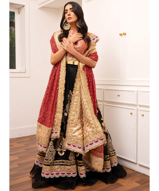 black organza designer lehenga