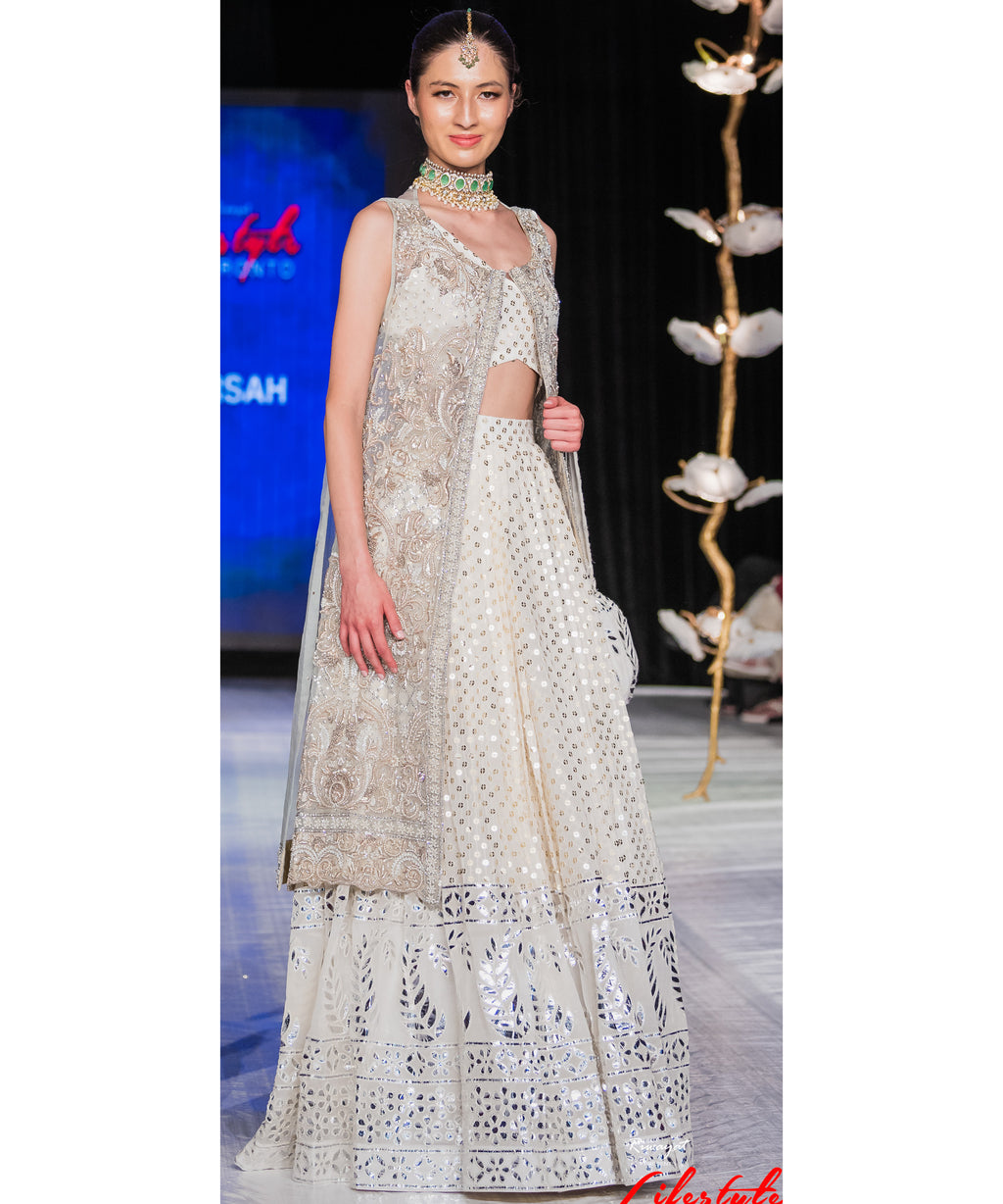 designer lehenga with long jacket