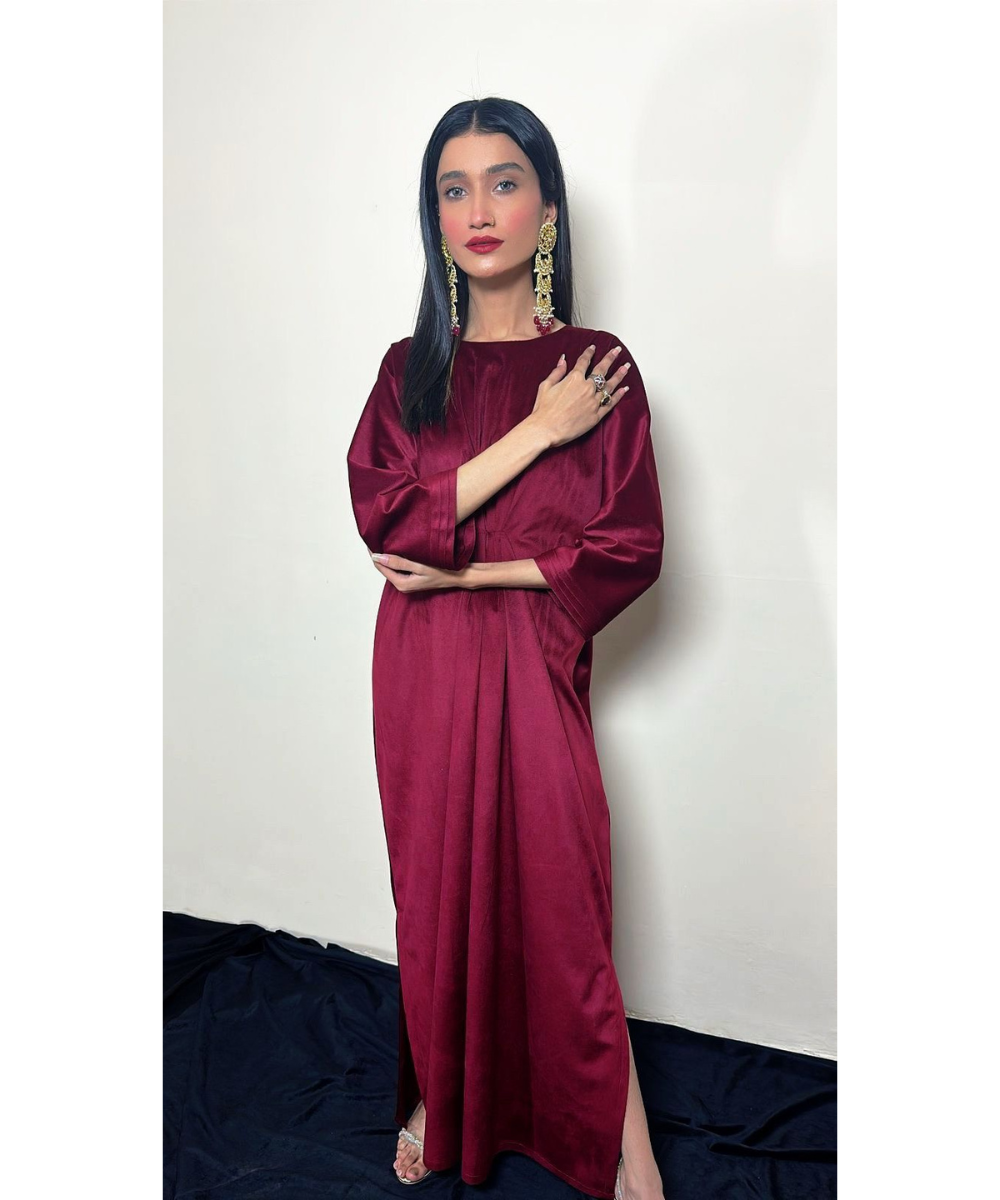 Burgundy Maroon Kaftan Dress Price in Pakistan Online