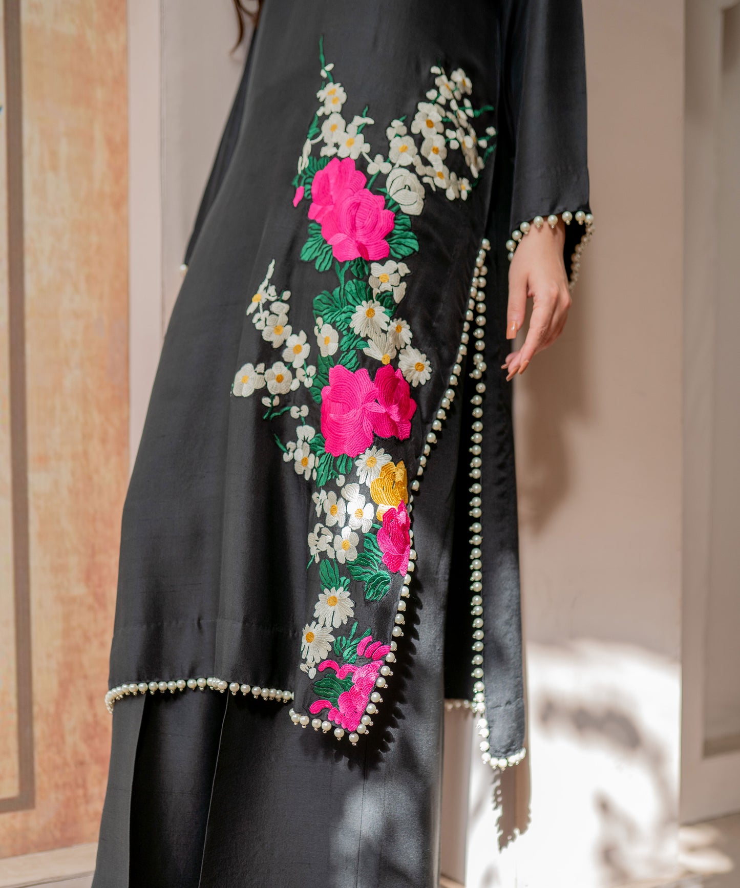 Black Pure Raw Silk