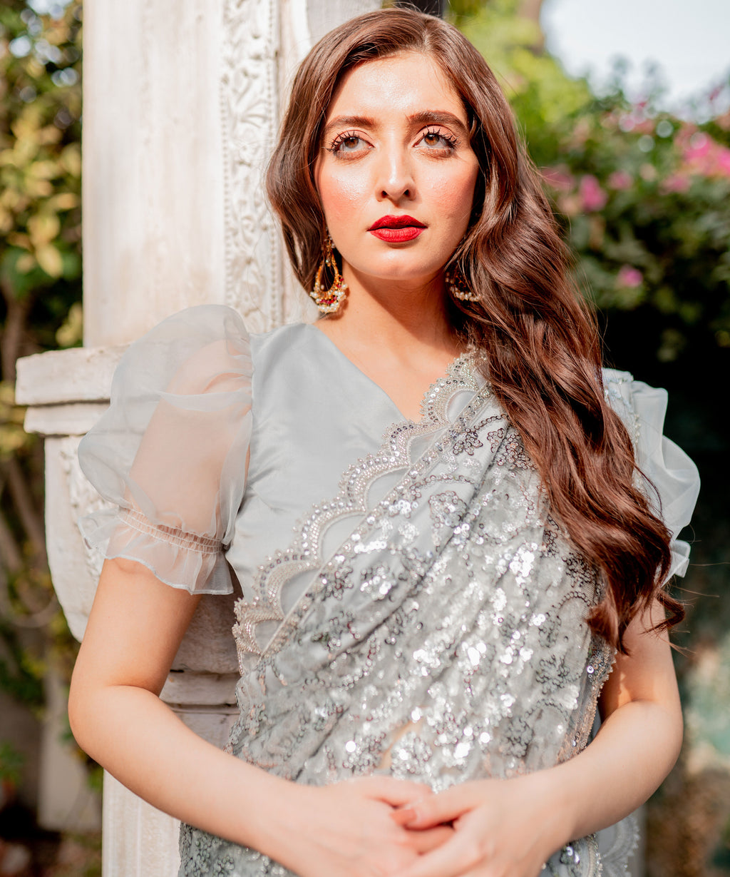 Silver Sequence Saree